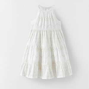ZARA KIDS GIRL SLEEVELESS EMBROIDERY DRESS ECRU 1266/491 SZ 6